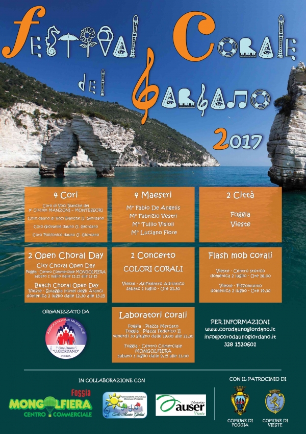 Foggia  Vieste/ Tutto pronto per il Festival Corale del Gargano 30 giugno - 1-2 luglio 2017
